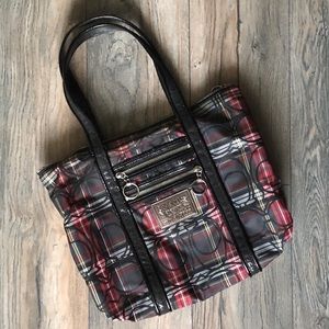 Coach Poppy Tartan Plaid Signature Glam Tote